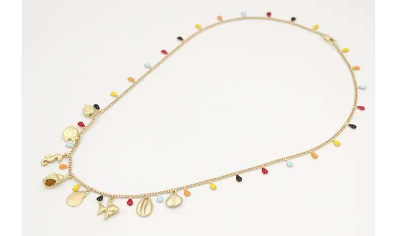Collar cadena lagrimas esmaltadas colorines con co
