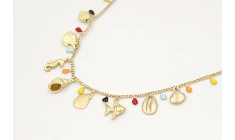 Collar cadena lagrimas esmaltadas colorines con co