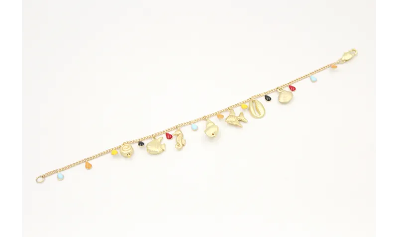 Pulsera cadena lagrimas esmaltadas colorines con c