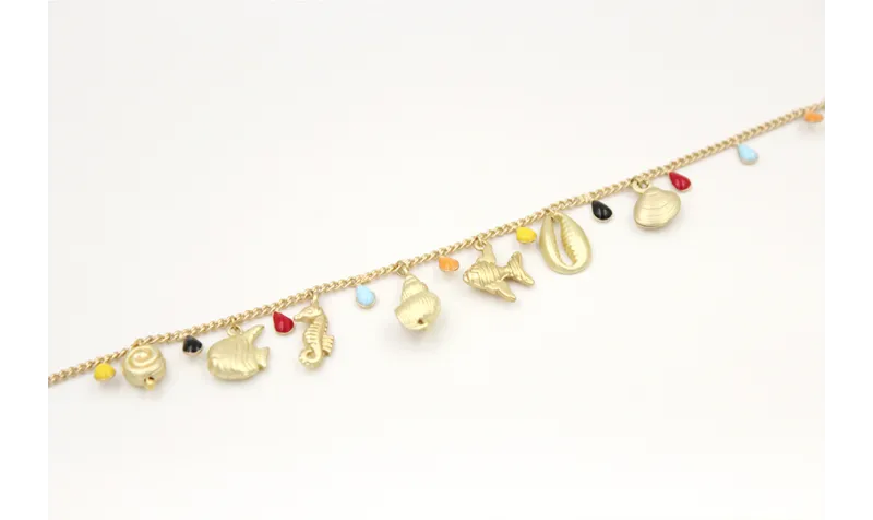 Pulsera cadena lagrimas esmaltadas colorines con c