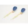 Pendientes Perno doblado azul con colgante de alme