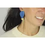 Pendientes Perno doblado azul con colgante de alme