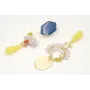 Pendientes perno hexágono esmaltado azul con aro o