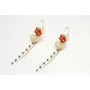 Pendientes aro oro mate con semipreciosas en coral