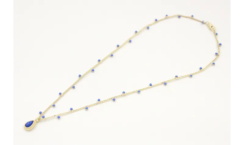 Solitario cadena chapitas esmaltadas azules con co