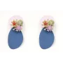 Pendientes perno ondulado lila con colgante azul y