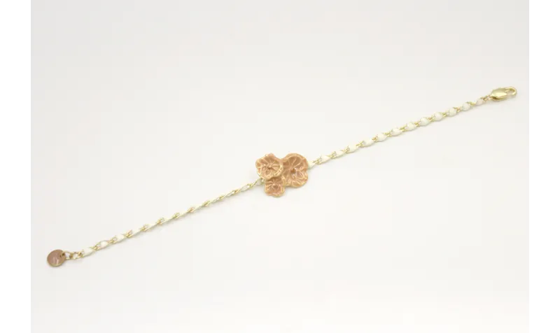Pulsera de cadena esmaltada blanca con trio esmalt