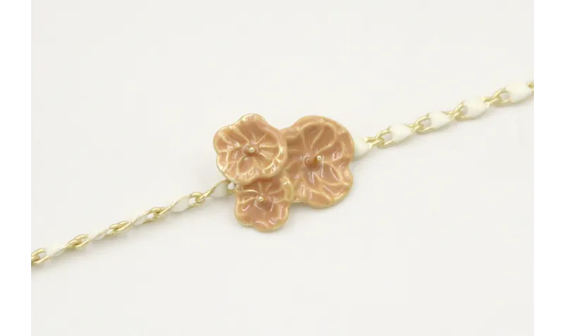Pulsera de cadena esmaltada blanca con trio esmalt