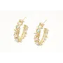Pendientes aro oro mate con cadena facetadas opale