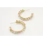 Pendientes aro oro mate con cadena facetadas opale