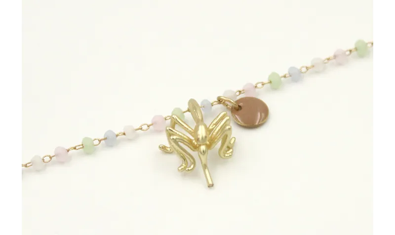 Pulsera cadena facetadas opal verde,rosa,azul,blan