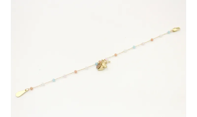 Pulsera cadena facetadas opal rosa,marrón,azul,bla