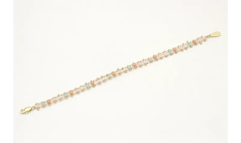 Pulsera cadena carril facetadas opal rosa,marrón,a