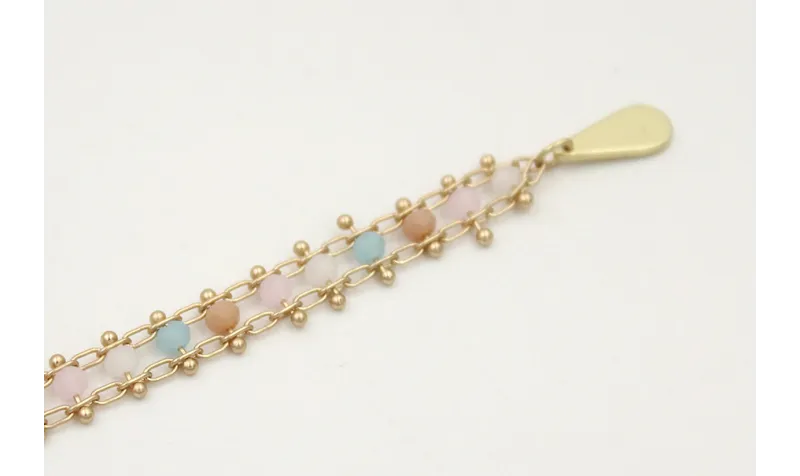 Pulsera cadena carril facetadas opal rosa,marrón,a