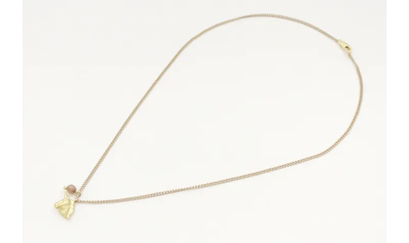Solitario cadena eslabones planos dorado y beige c