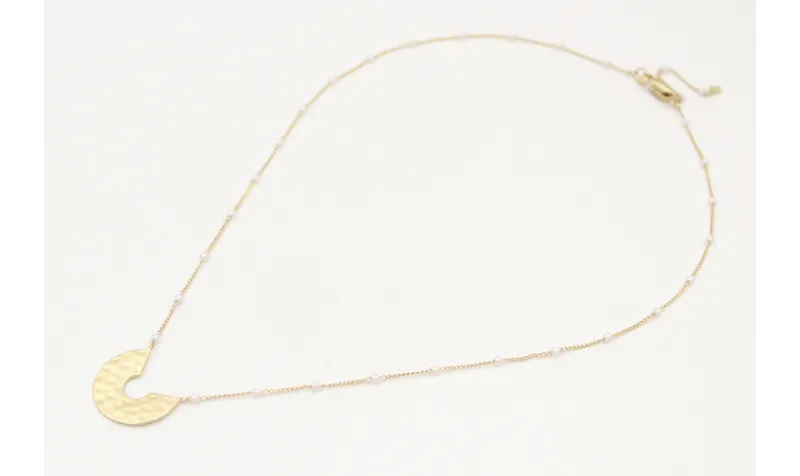 Solitario con cadena de microperlas y colgante sem