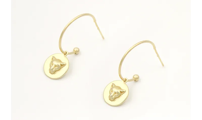 Pendientes aro con bolita en oro mate y colgante d