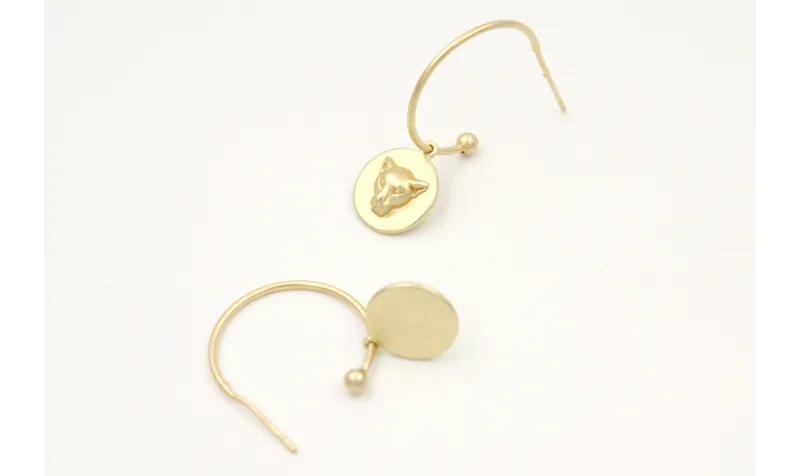 Pendientes aro con bolita en oro mate y colgante d