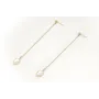 Pendientes largos perno bolita oro mate y cadena m