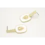 Pendientes perno listón plano oro mate con colgant