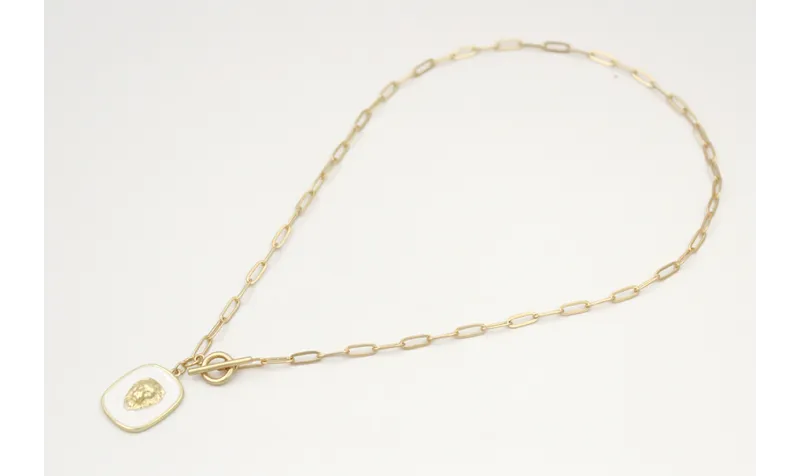 Collar cadena eslabón oavaldos oro mate con colgan