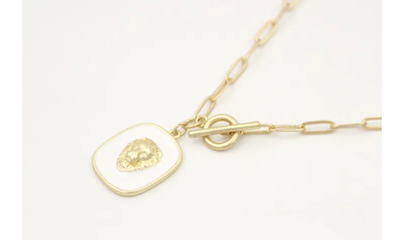 Collar cadena eslabón oavaldos oro mate con colgan