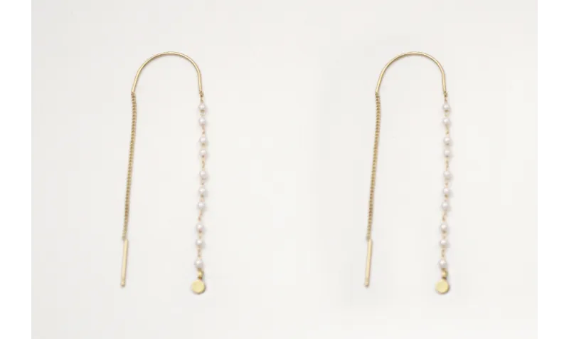 Pendientes curva con cordón cadena oro mate y cade