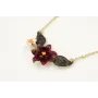 Collar cadena microbola oro mate con colgante flor