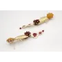 Pendientes perno brillo mostaza con colgante cigar