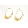 Pendientes aro dorado brillo con rombos dorados y 