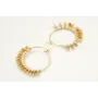 Pendientes aro dorado brillo con rombos dorados y 