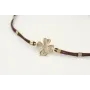 Pulsera hilo macramé marrón chocolate con tubitos 
