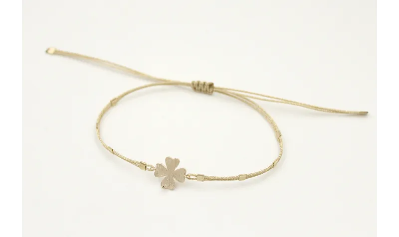 Pulsera hilo macramé metálico dorado pálido con tu