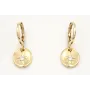 Pendientes aro seguridad dorado con colgante disco