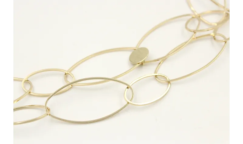 Collar cadena doble ovalo dorada rematada con disc
