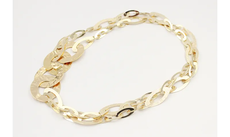 Collar cadena doble eslabón rugoso y liso dorado c