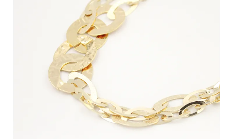 Collar cadena doble eslabón rugoso y liso dorado c
