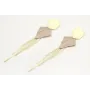 Pendientes perno hexágono oro mate con colgante tr