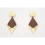 Pendientes perno disco oro mate con colgante trian