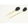 Pendientes ovalo doblado esmalte negro mate con fl