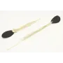 Pendientes ovalo doblado esmalte negro mate con fl