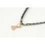 Solitario con hilo macrame verde inglés, mitad mic