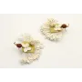 Pendientes abanico estambres blancos, cuadrado esm