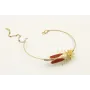 Pulsera rigida con cigarra oro mate y teja, forrad
