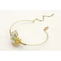 Pulsera rigida con trevól oro mate casquilla blanc