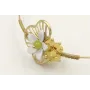 Pulsera rigida con trevól oro mate casquilla blanc