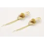Pendientes cigarra blanca,trébol dorado mate, burr