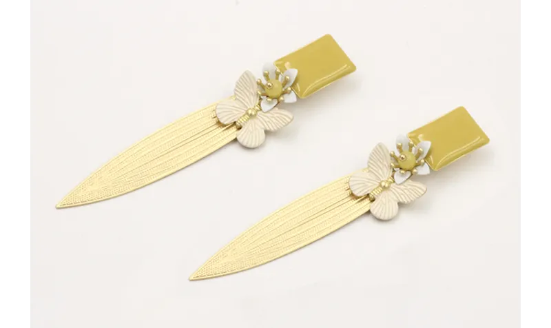 Pendientes perno rectangulo esmalte lima, colgante