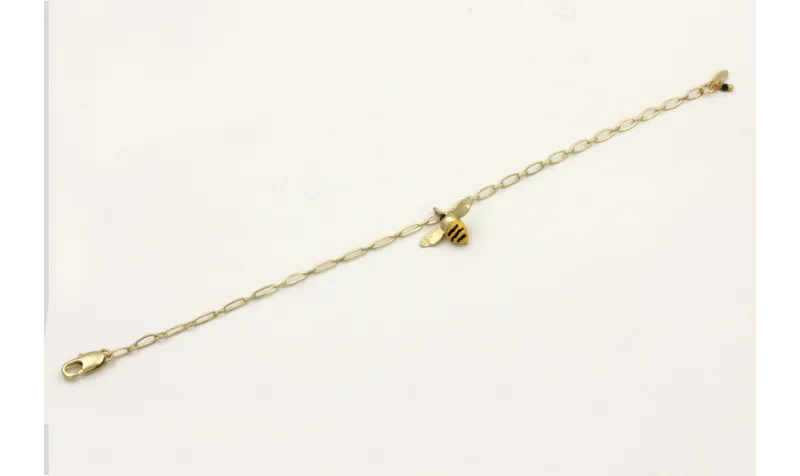 Pulsera cadena ovalos dorado mate con colgante abe