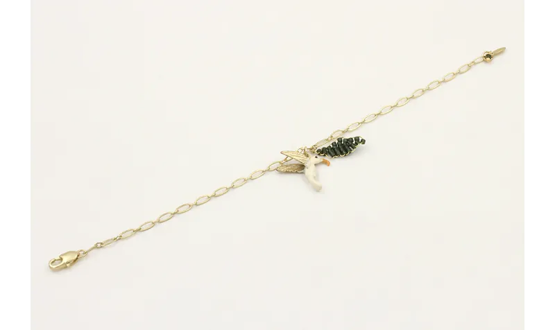 Pulsera cadena ovalos dorado mate con colgante col